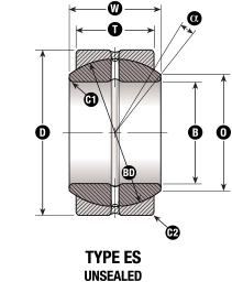 Heavy Duty Unsealed Spherical Plain Bearing Dimensional Diagram